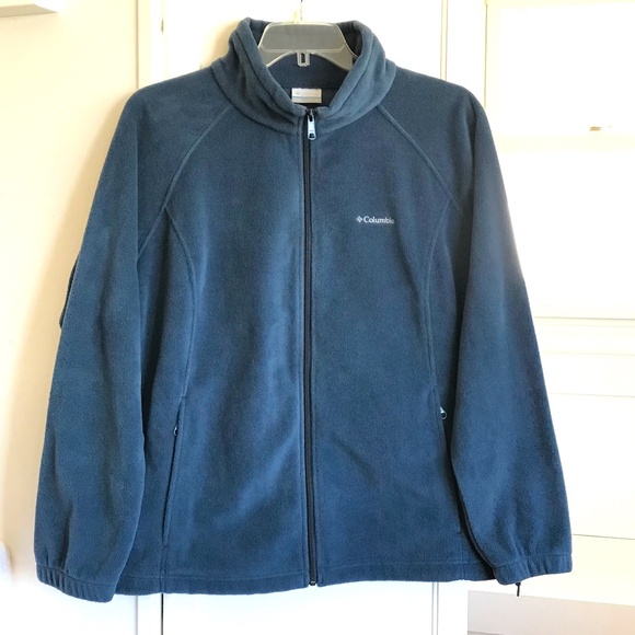 COLUMBIA Plus Size 2X Fleece Jacket Full Zip Front Blue Green Women’s - Picture 1 of 16